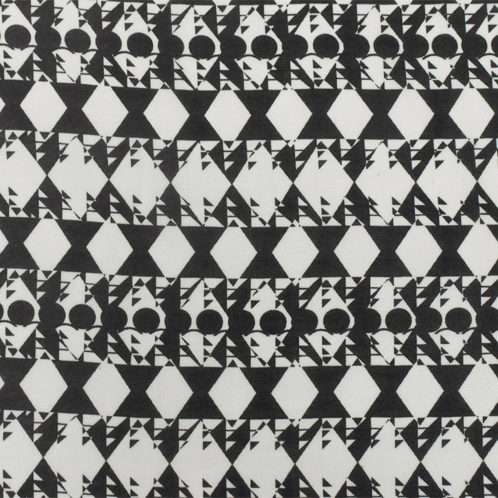 Spade Black-White Abstract Geometric Printed Poly Chiffon Woven Fabric
