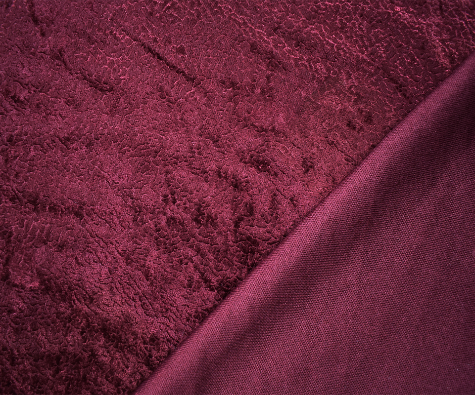 Red Poly Stretch Spandex Texture Embossed Velvet Knit Fabric