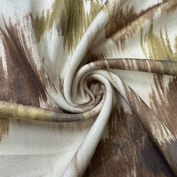 Pale Yellow Sketch Floral Print Satin Finish Scuba Knit Fabric