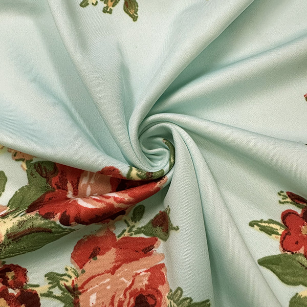 Mint Green Multi Floral Print Scuba Knit Fabric