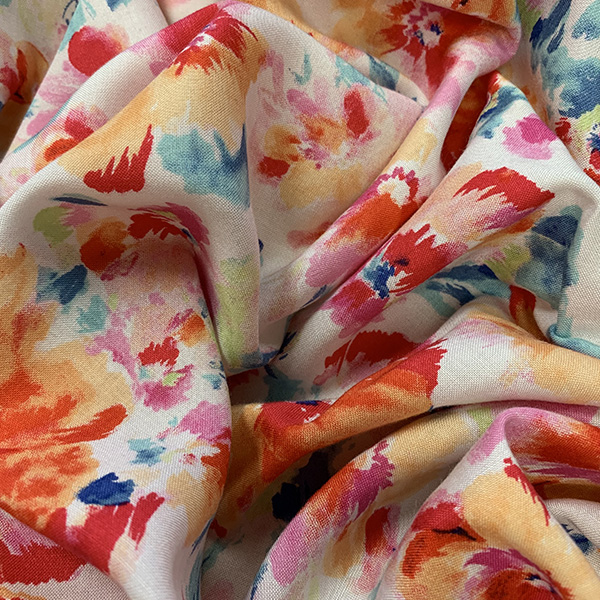 Fuschia Multi Floral Print Rayon Challis Fabric