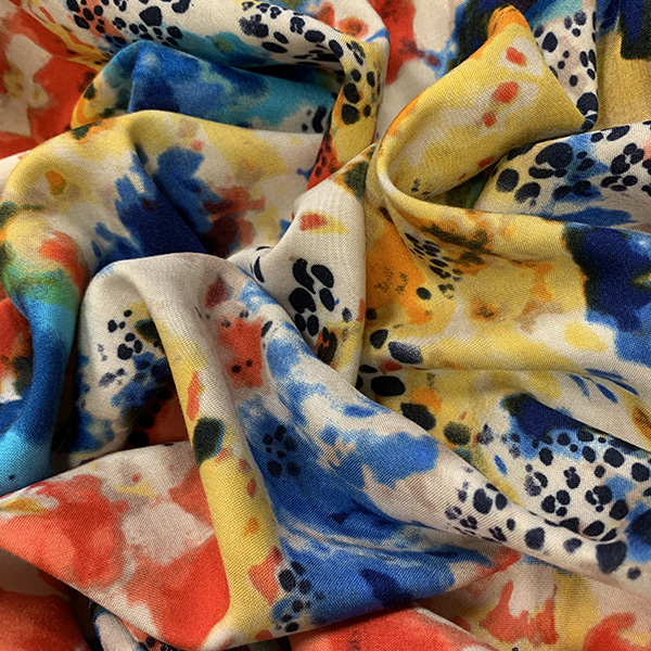 Black Leopard Floral Print Rayon Challis Fabric