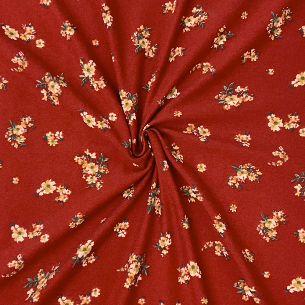 Red-Multi Poly Stretch Spandex Floral Print DB Jersey Knit Fabric