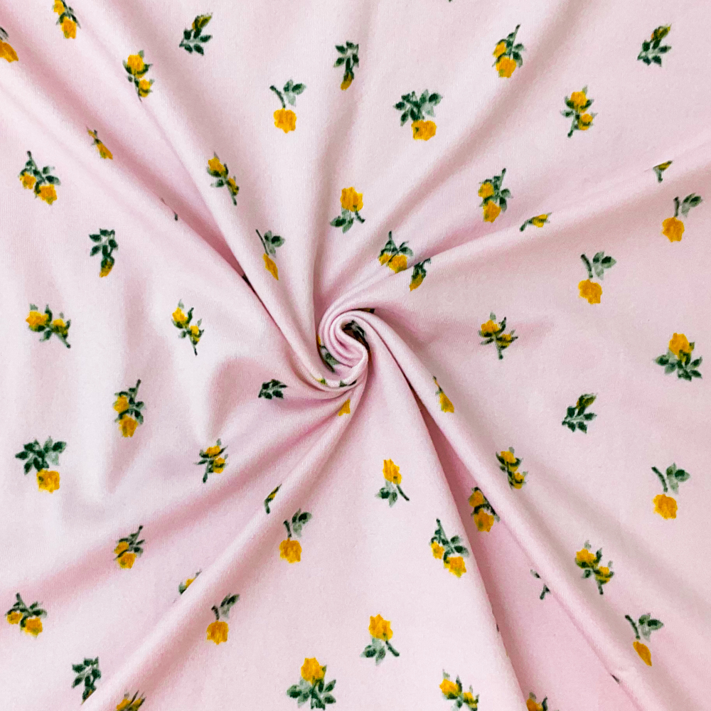 Pink-Multi Poly Spandex Stretch Floral Print DB Jersey Knit Fabric