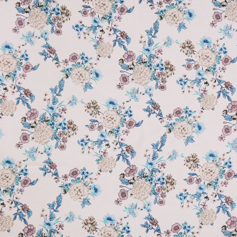 Beige-Multi Rayon Washable Floral Printed Challis Woven Fabric