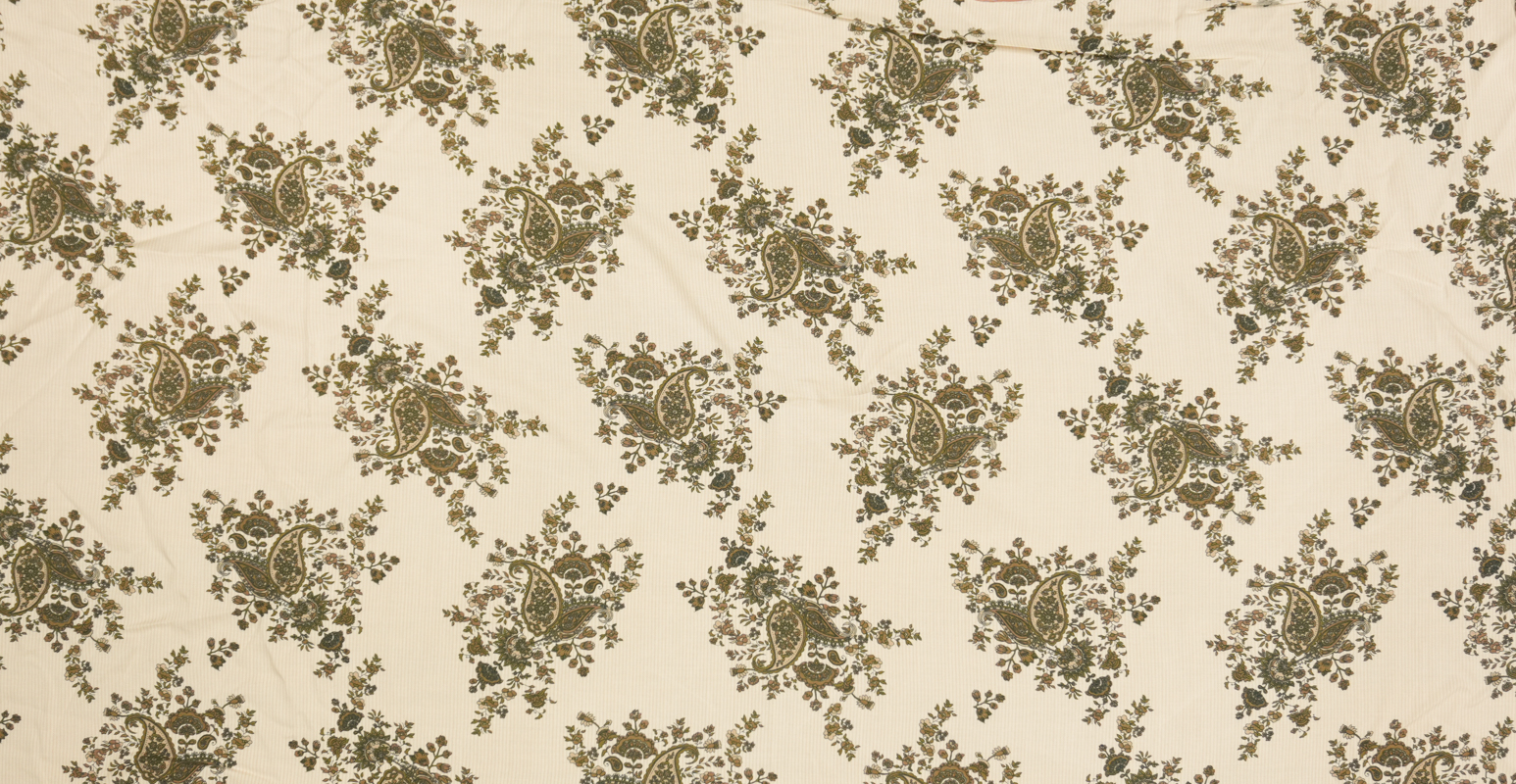 Beige-Brown-White Rayon Floral Paisley Printed Challis Woven Fabric