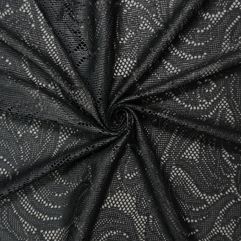 Black Famous Maker Poly Spandex Floral Lace Knit Fabric
