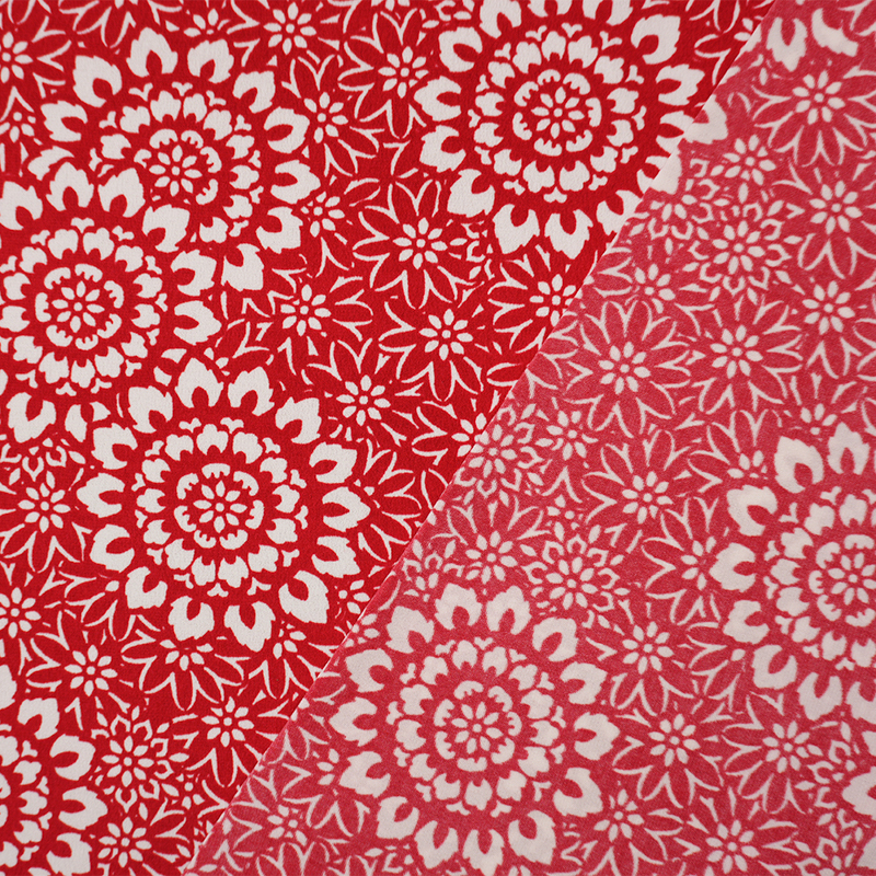 Red-White Poly Moroccan Floral Printed ITY Jersey Knit Fabric