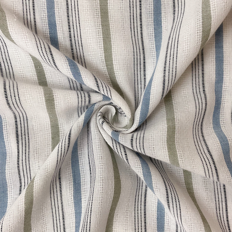 White-Blue-Green Rayon Stripe Dobby Woven Fabric