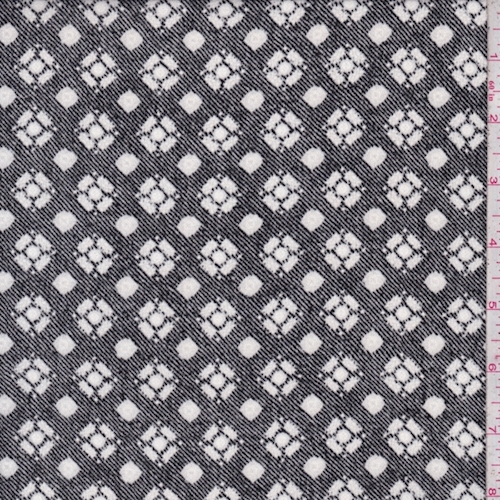 Black/Chalk Geometric Crepe de Chine Fabric