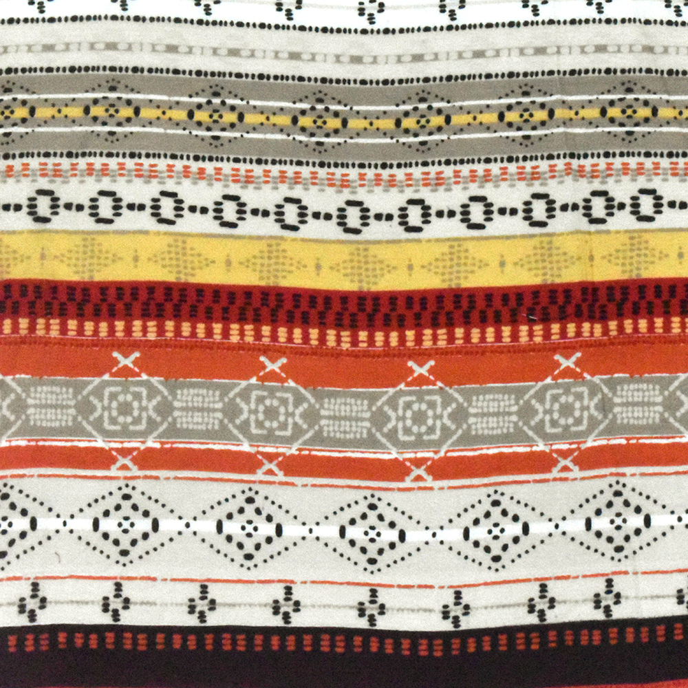 3 YD PC-Red-Black-Multi Tribal Stripe Printed Cotton Gauze Fabric