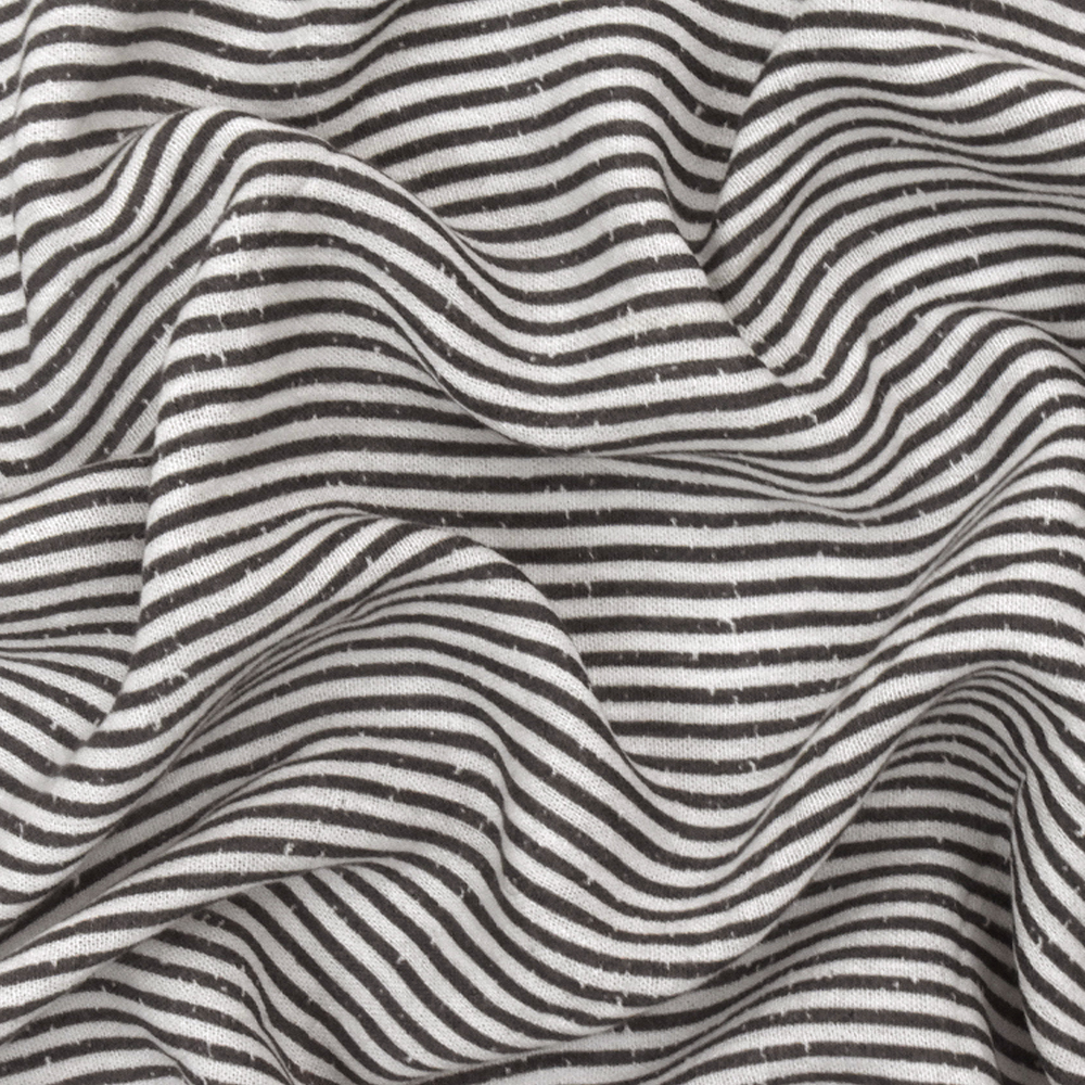 Lead Gray-White Printed Stripe Texture Cotton Gauze Fabric