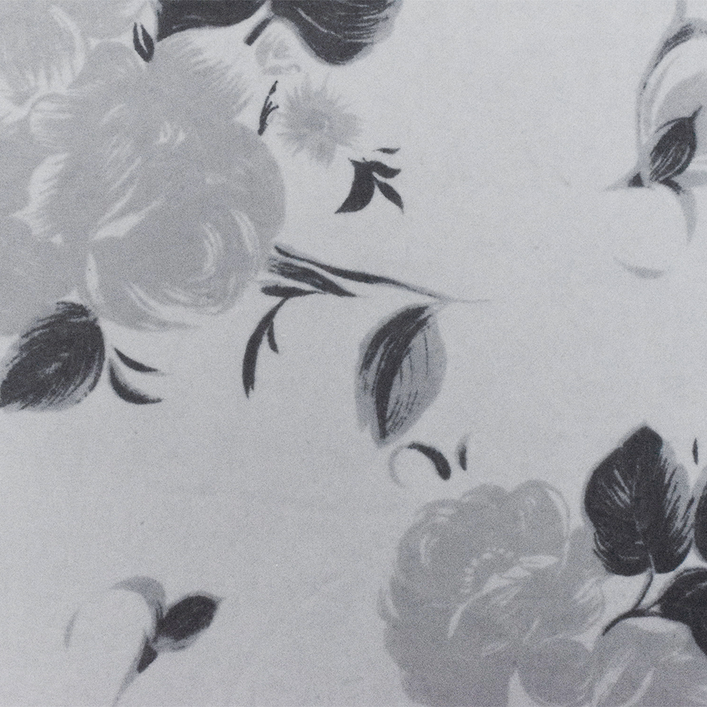 Ink Black-White Floral Printed Poly Chiffon Woven Fabric