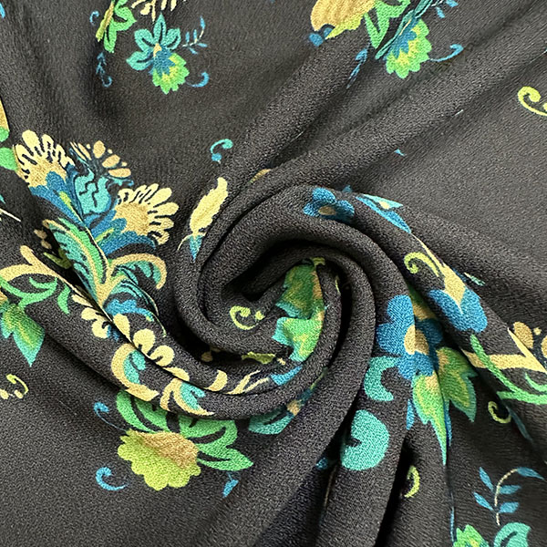 Dark Turquoise Multi Floral Print Dress Crepe Fabric