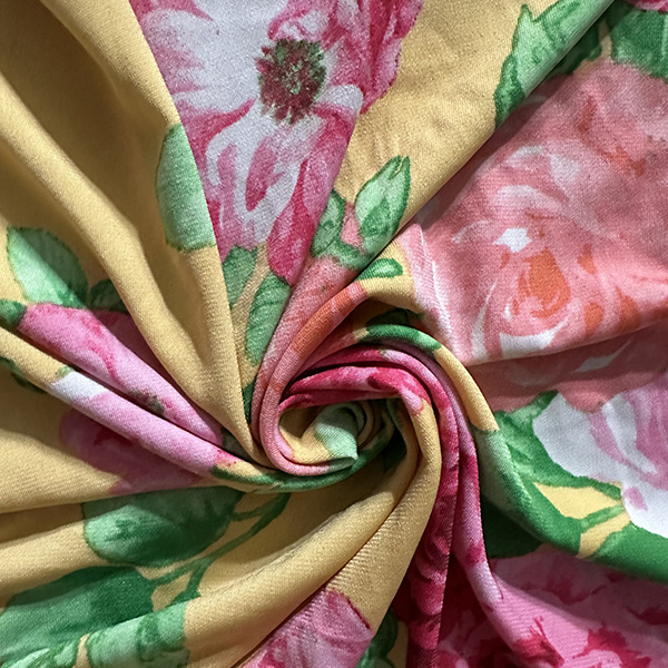 Gold Multi Floral Print ITY Jersey Knit Fabric