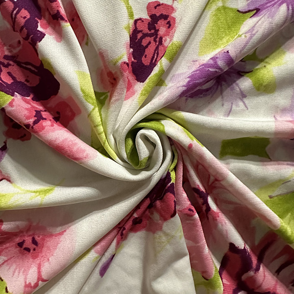 Pink and Purple Floral Print ITY Jersey Knit Fabric