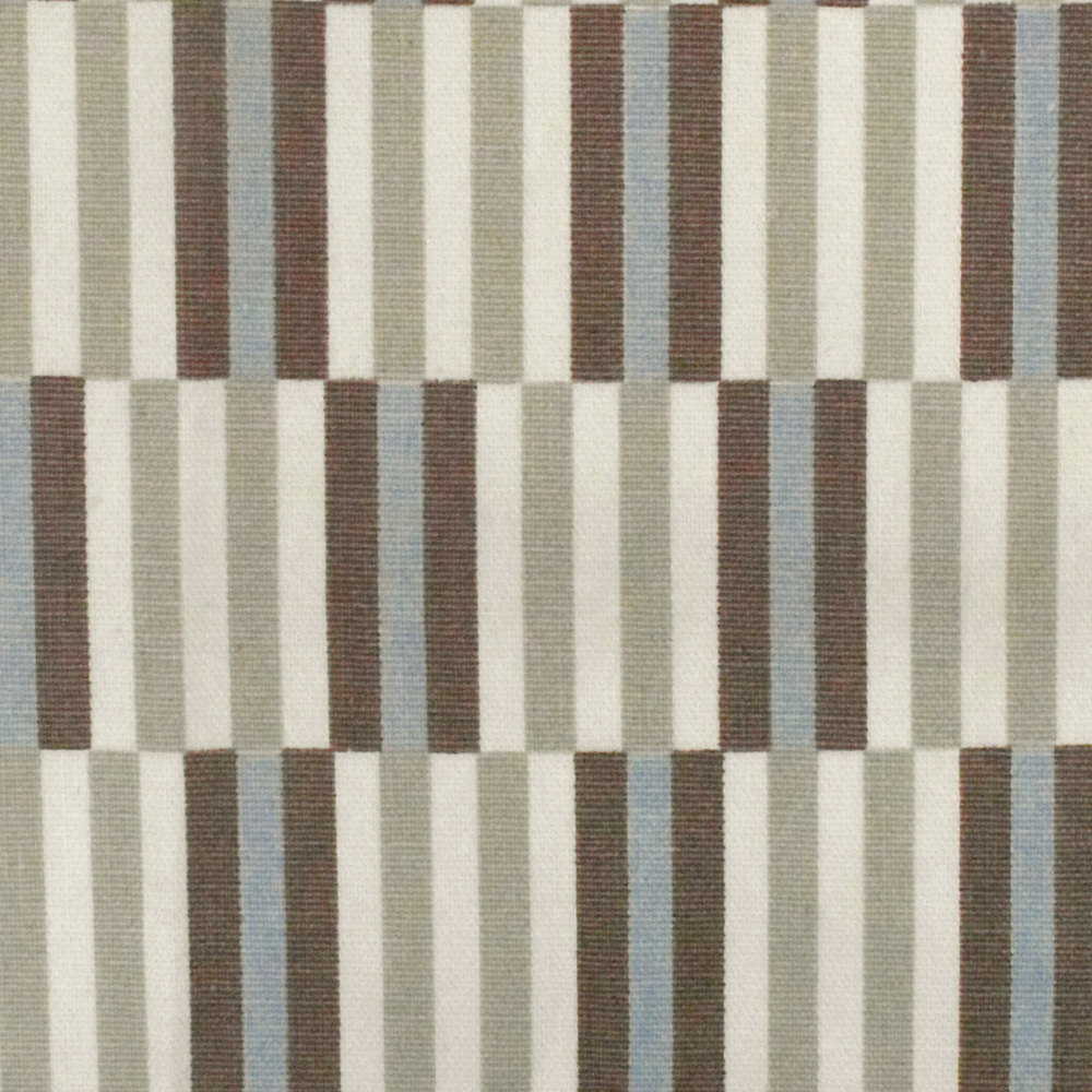 Sugar Beige-Brown-Multi Rectangle Stripe Printed Cotton Canvas Woven Fabric