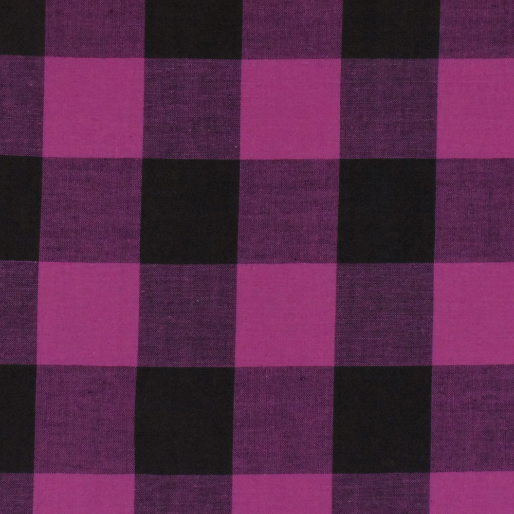 Party Pink-Black Gingham Stretch Cotton Woven Fabric