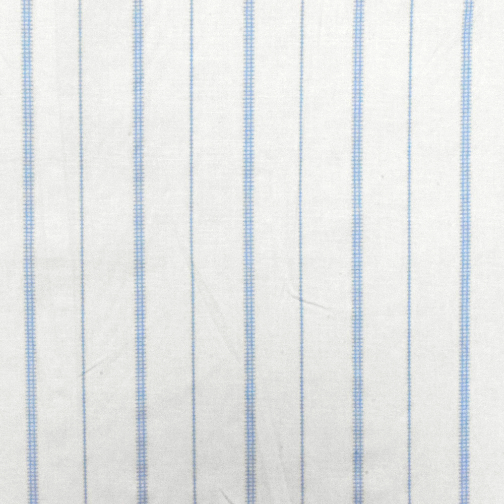 Snow White-Blue Stripe Printed Stretch Cotton Poplin Woven Fabric