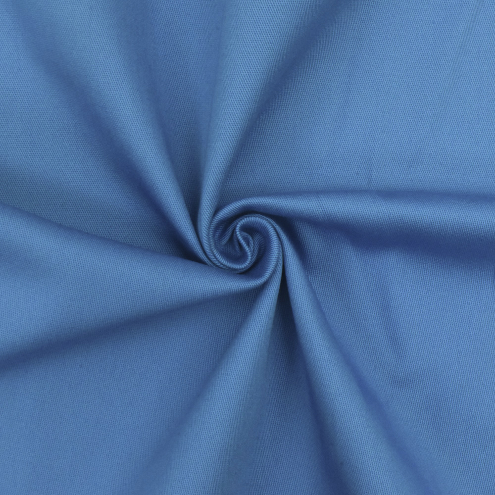 Azure Blue Solid Stretch Cotton Chino Twill Woven Fabric
