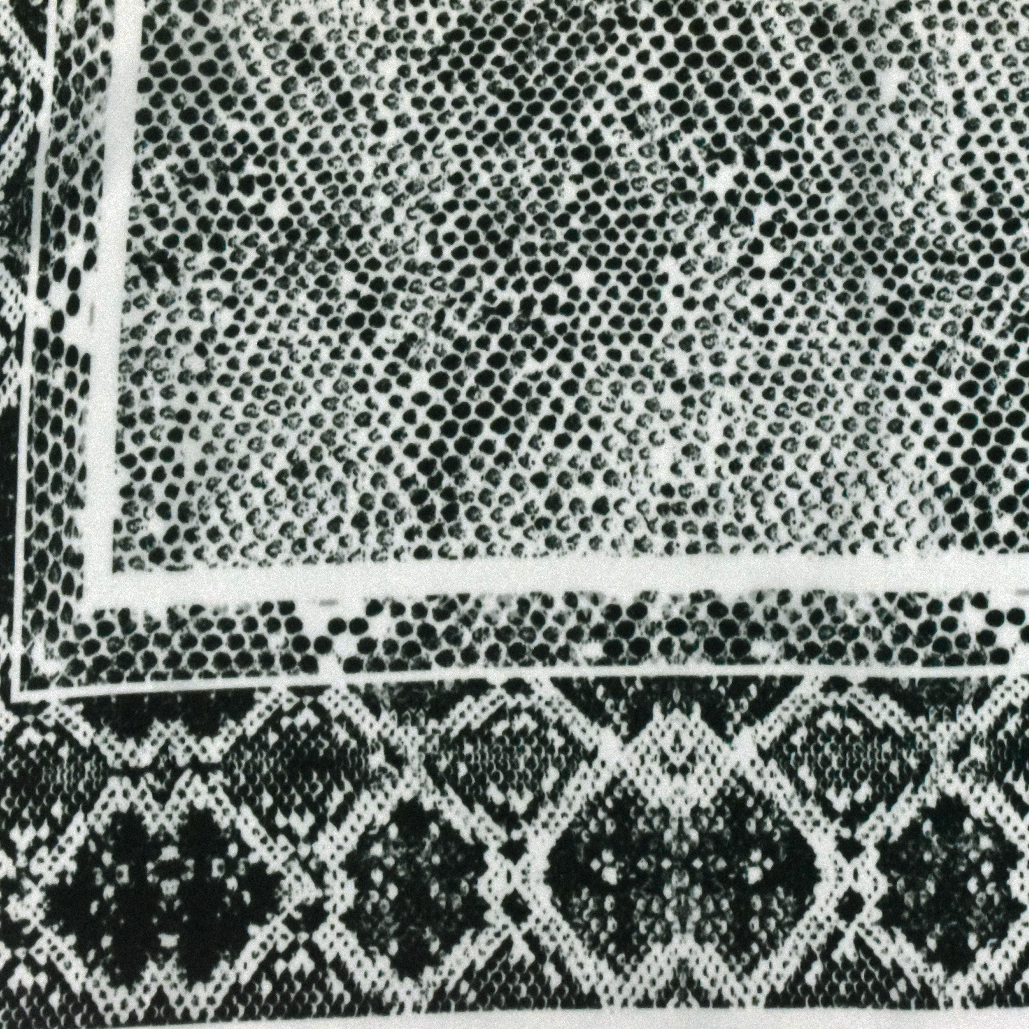 Green-Black-Ivory Border Frame Panel Printed Silk Crepe De Chine Fabric