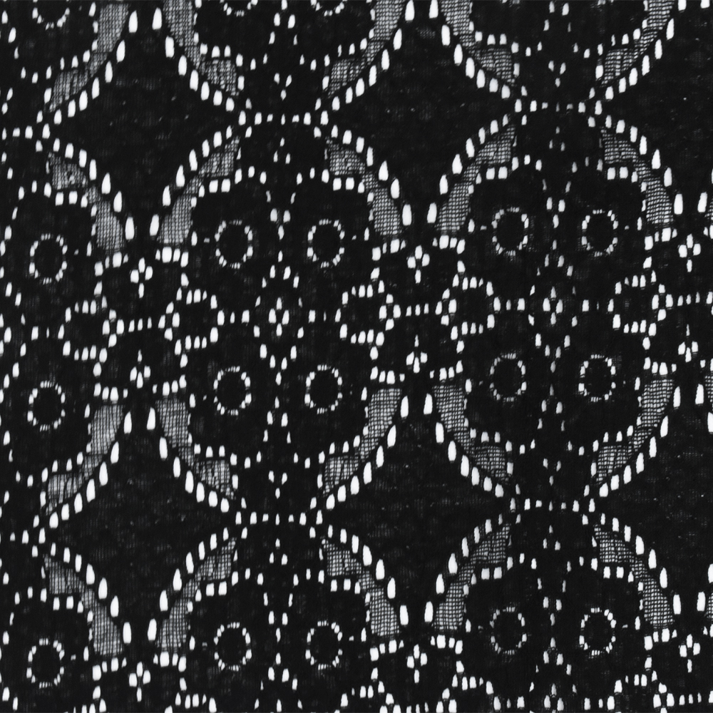 Basic Black Floral Lace Knit Fabric