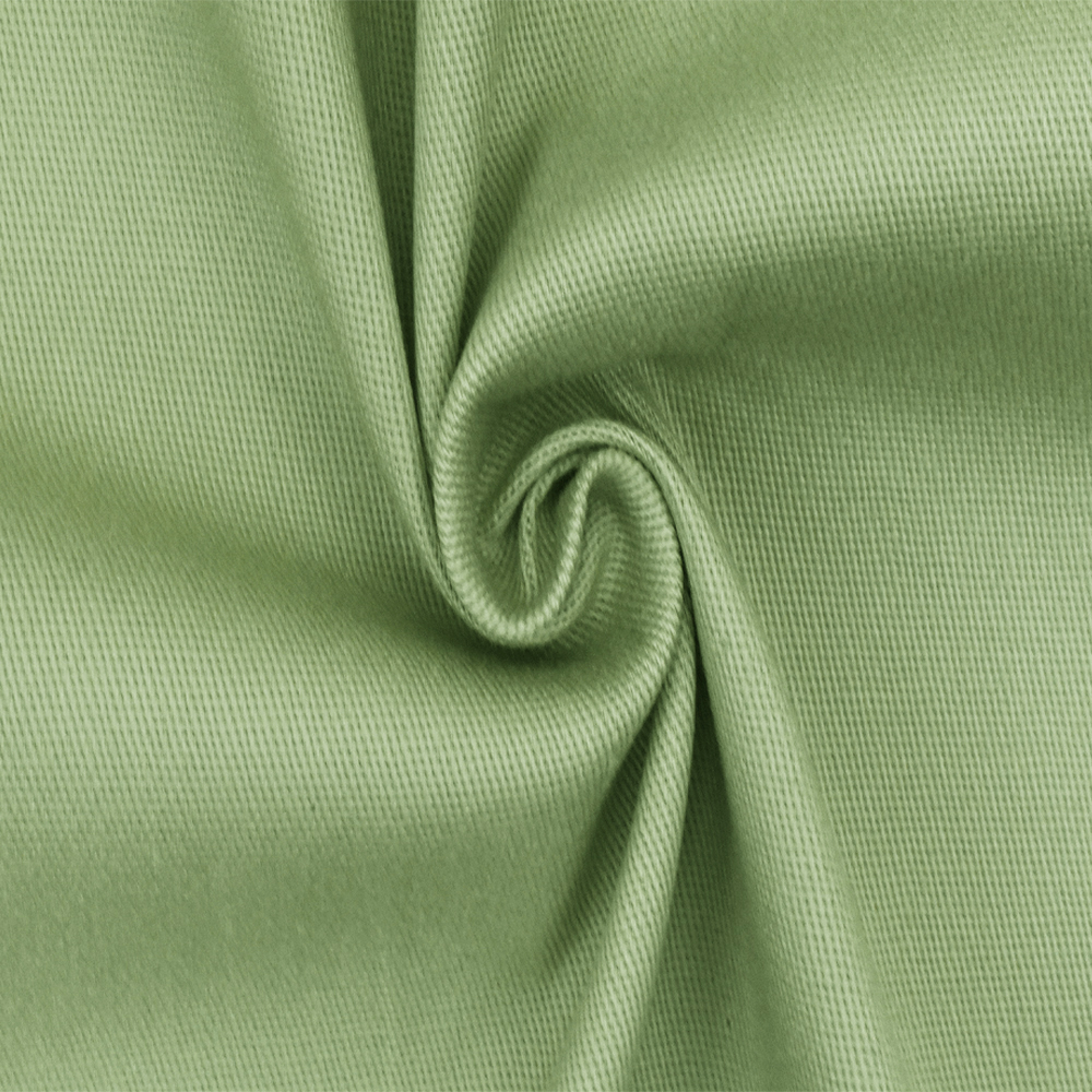 Sugar Green Solid Stretch Cotton Chino Twill Woven Fabric