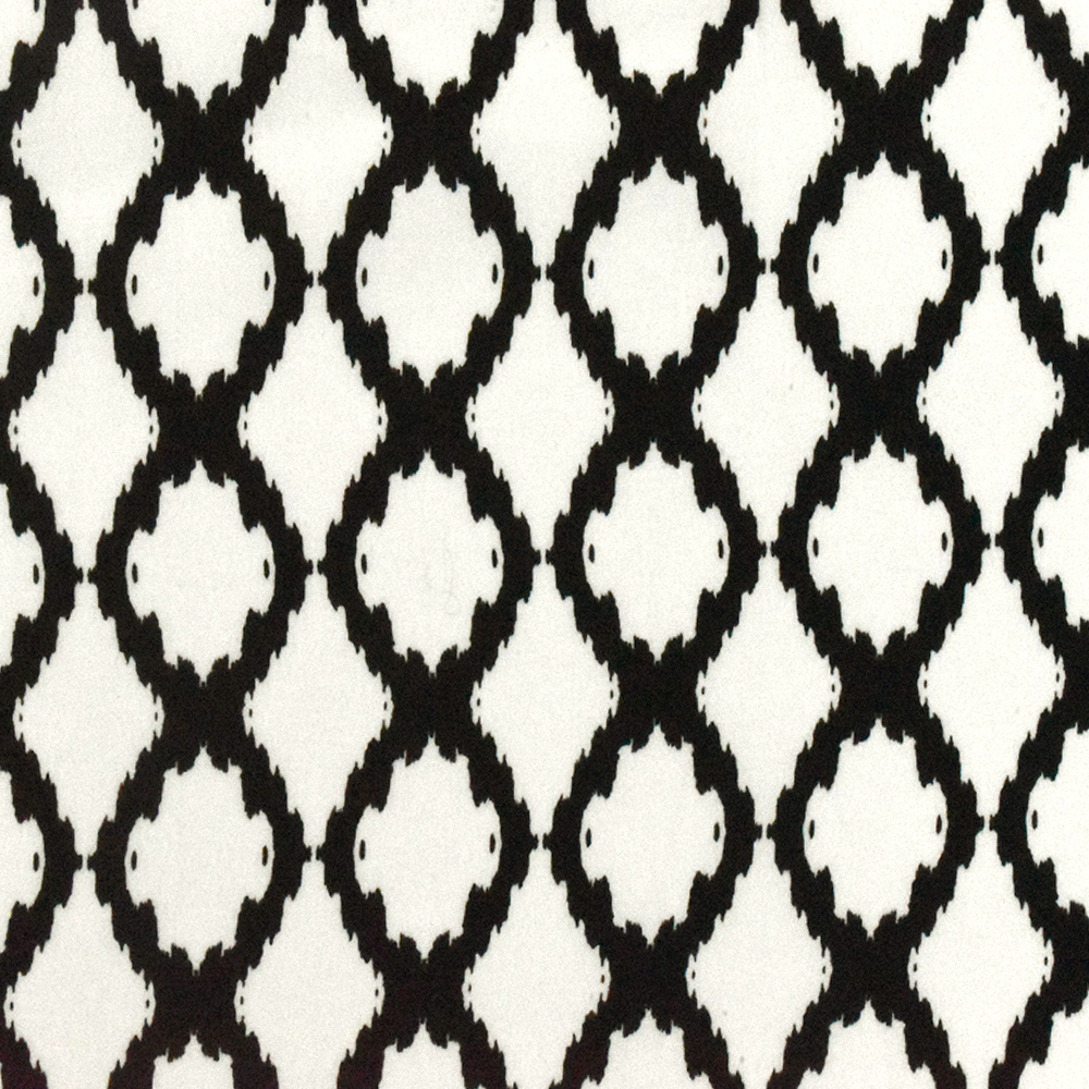 Black-White Famous Designer Ikat Ogee Printed Cotton Crepe Faille Fabric