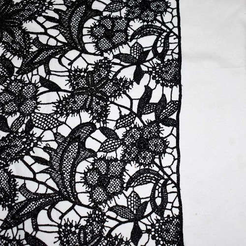 Classic Black Famous Designer Floral Lace Fabric