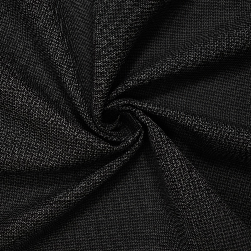Gray-Black Wool Rayon Micro Houndstooth Woven Suiting Fabric