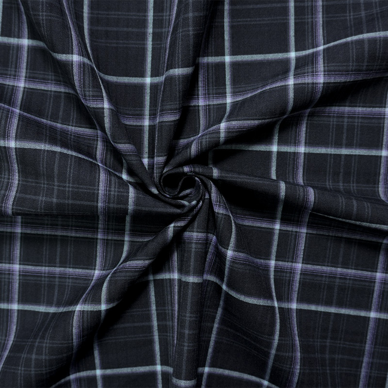 Deep Blue-Purple-Multi Poly-Wool Plaid Woven Shirting Fabric