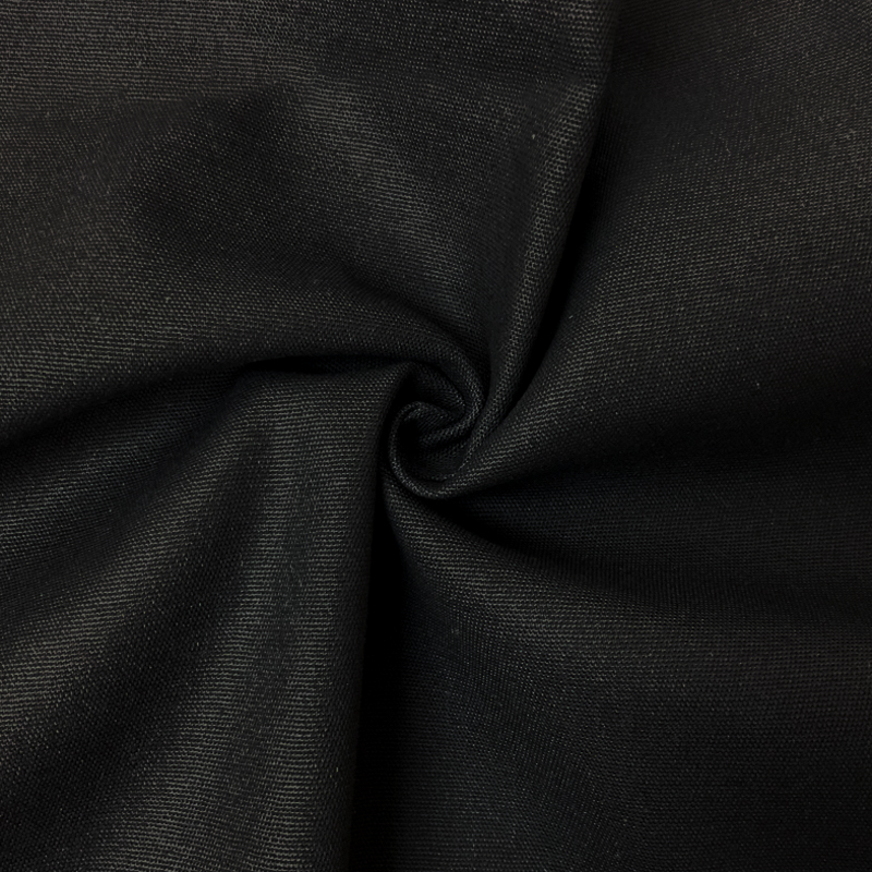 Dark Black Cotton Spandex Stretch Solid Chino Twill Woven Fabric