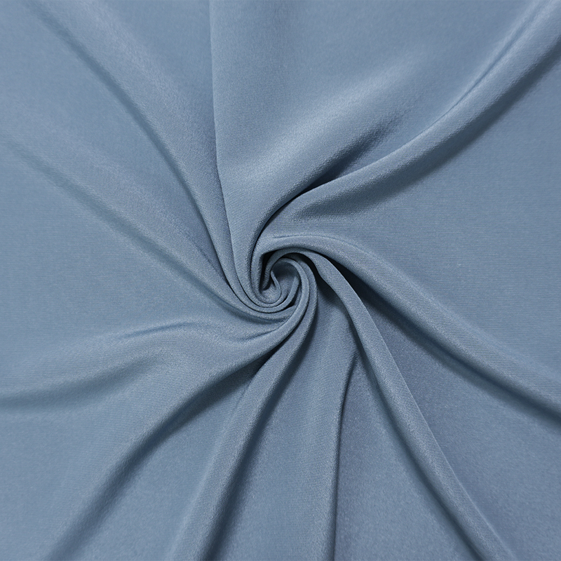 Blue Silk Solid Crepe De Chine Woven Fabric