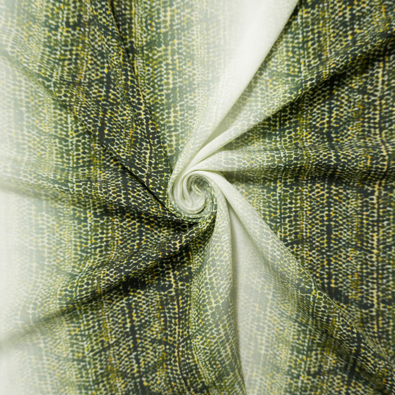 Green Silk Abstract Ombre Printed Crepe De Chine Woven Fabric