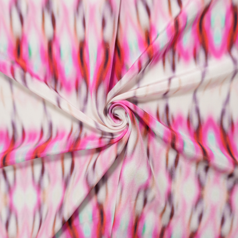 Pink Silk Tie Dye Printed Crepe De Chine Woven Fabric