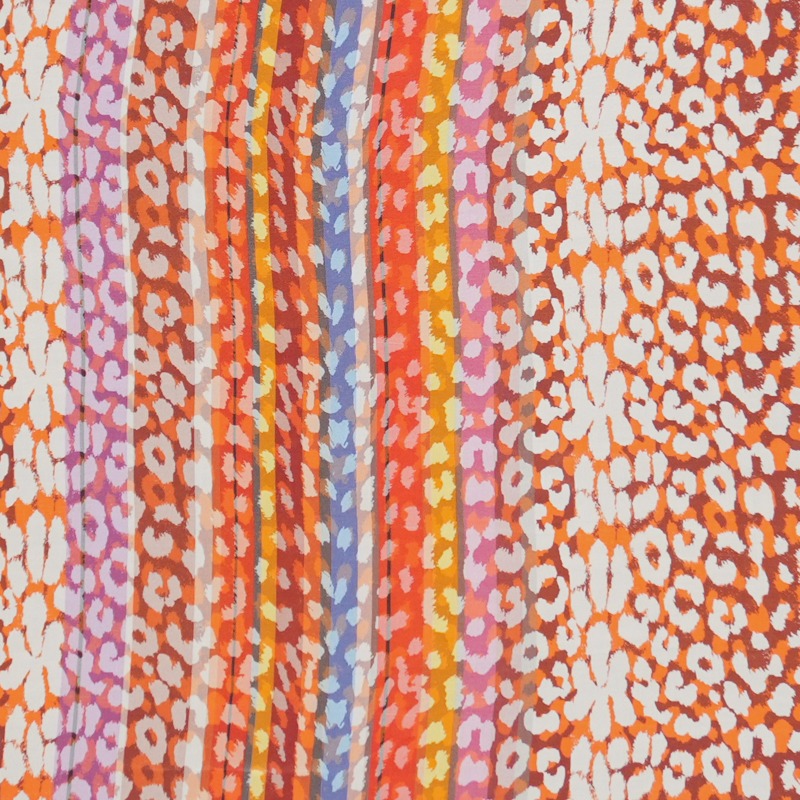Orange Silk Animal Printed Crepe De Chine Woven Fabric