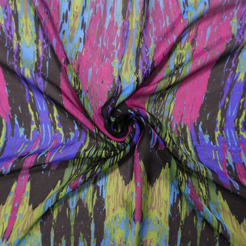 Purple Silk Abstract Printed Chiffon Woven Fabric