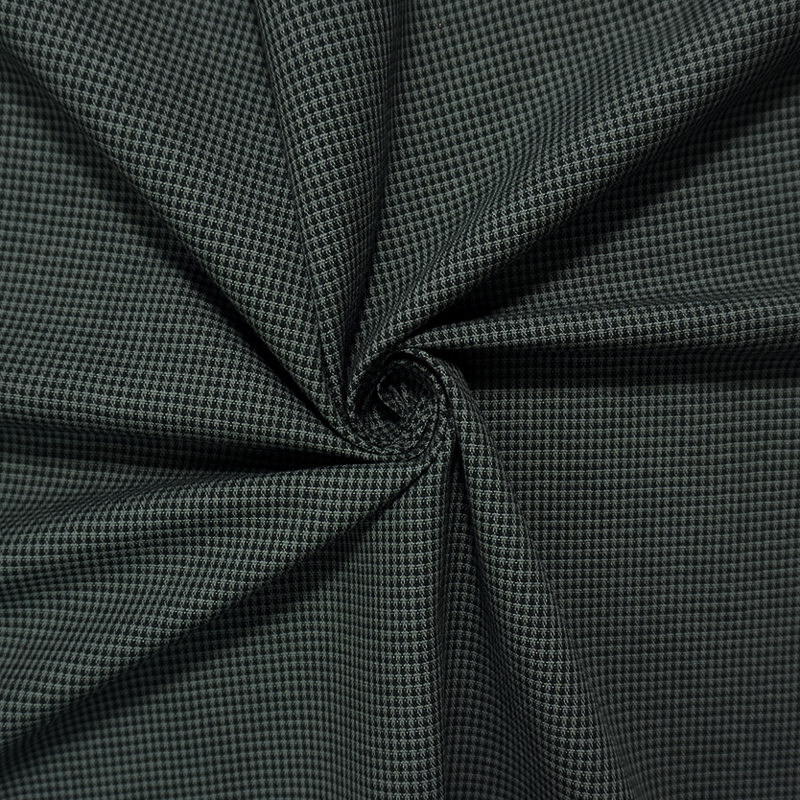 Black-Gray Cotton Micro Check Woven Fabric
