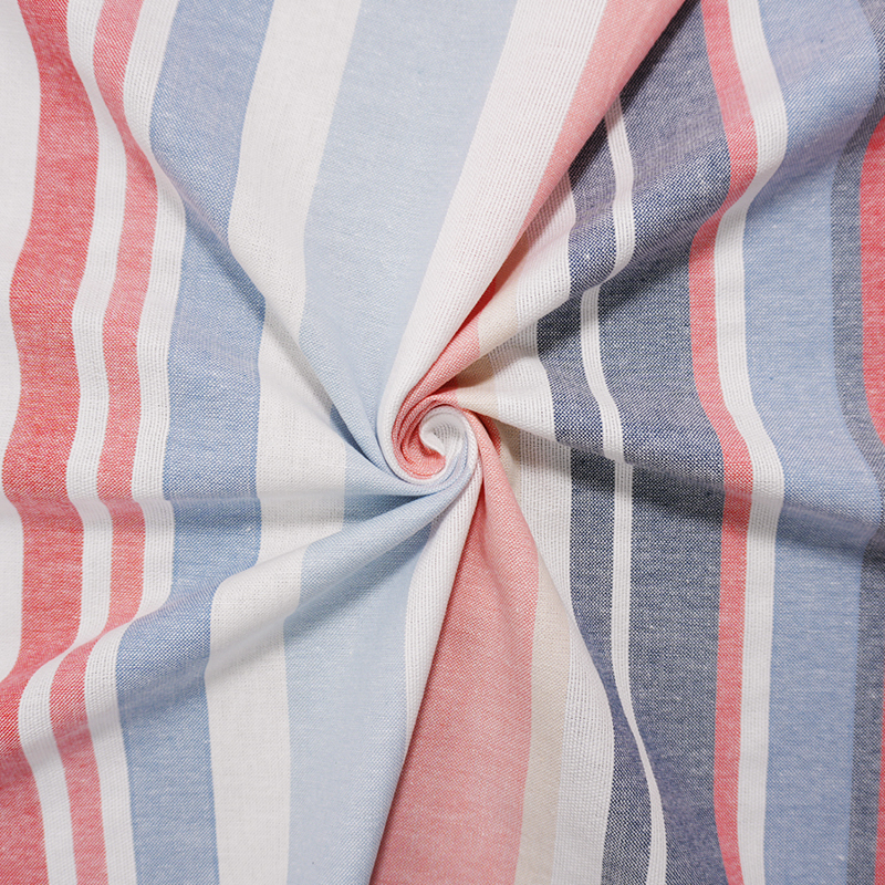 Red-Blue-White Famous Maker Cotton Stripe Woven Fabric