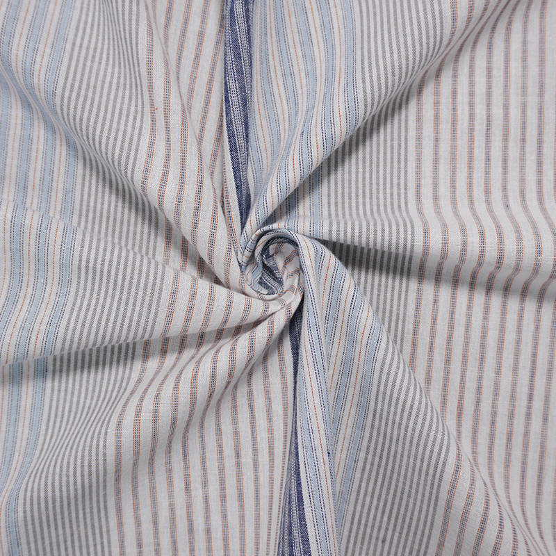 Blue-White-Red Cotton Stripe Shirting Woven Fabric