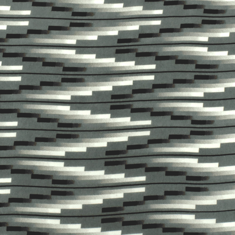 Gray-Multi Famous Designer Pixel Chevron Printed Silk Crepe De Chine Fabric