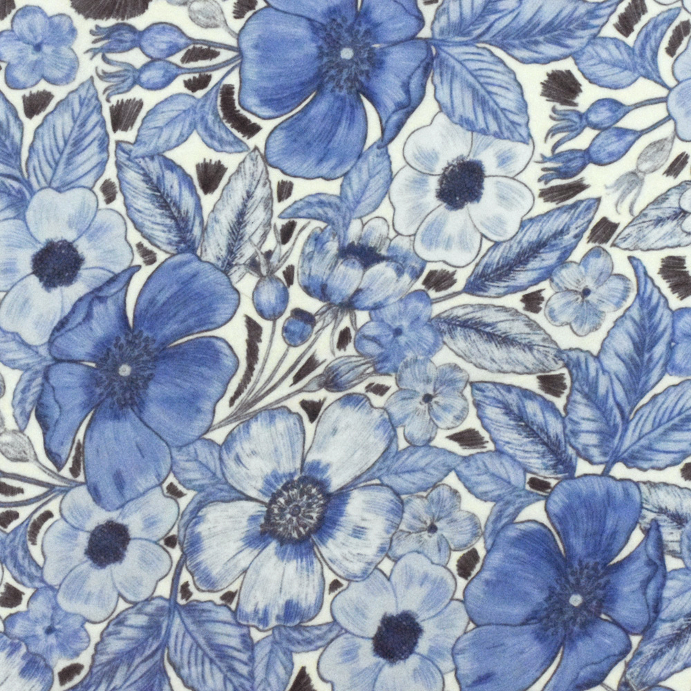 Blue-Multi Famous Designer Floral Print Viscose Chiffon Woven Fabric
