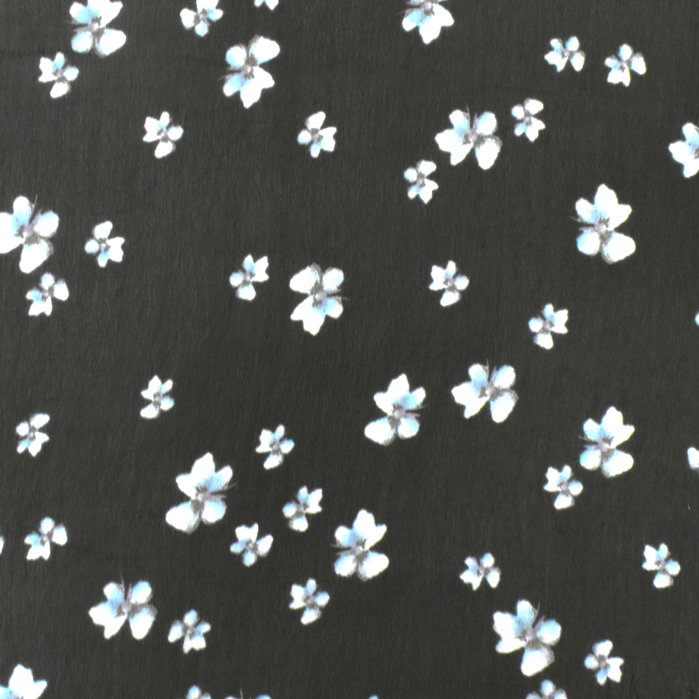 Black-Teal-Multi Famous Designer Floral Print Viscose Chiffon Woven Fabric