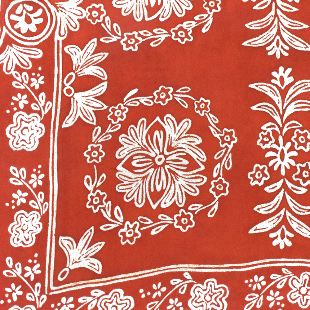 4 YD PC-Red-Ivory-Orange Famous Designer Floral Print Rayon Georgette Fabric