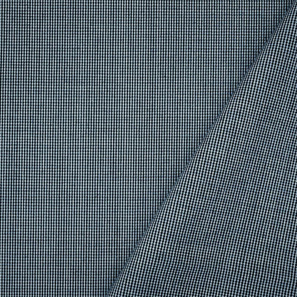 Black-Gray Poly-Wool Texture Striped Pattern Suiting Woven Fabric