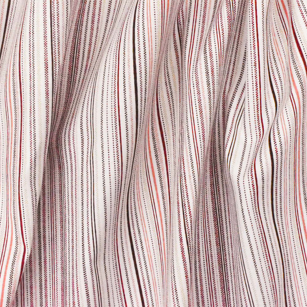 White-Pink-Multi Stripe Printed Stretch Cotton Spandex Poplin Woven Fabric