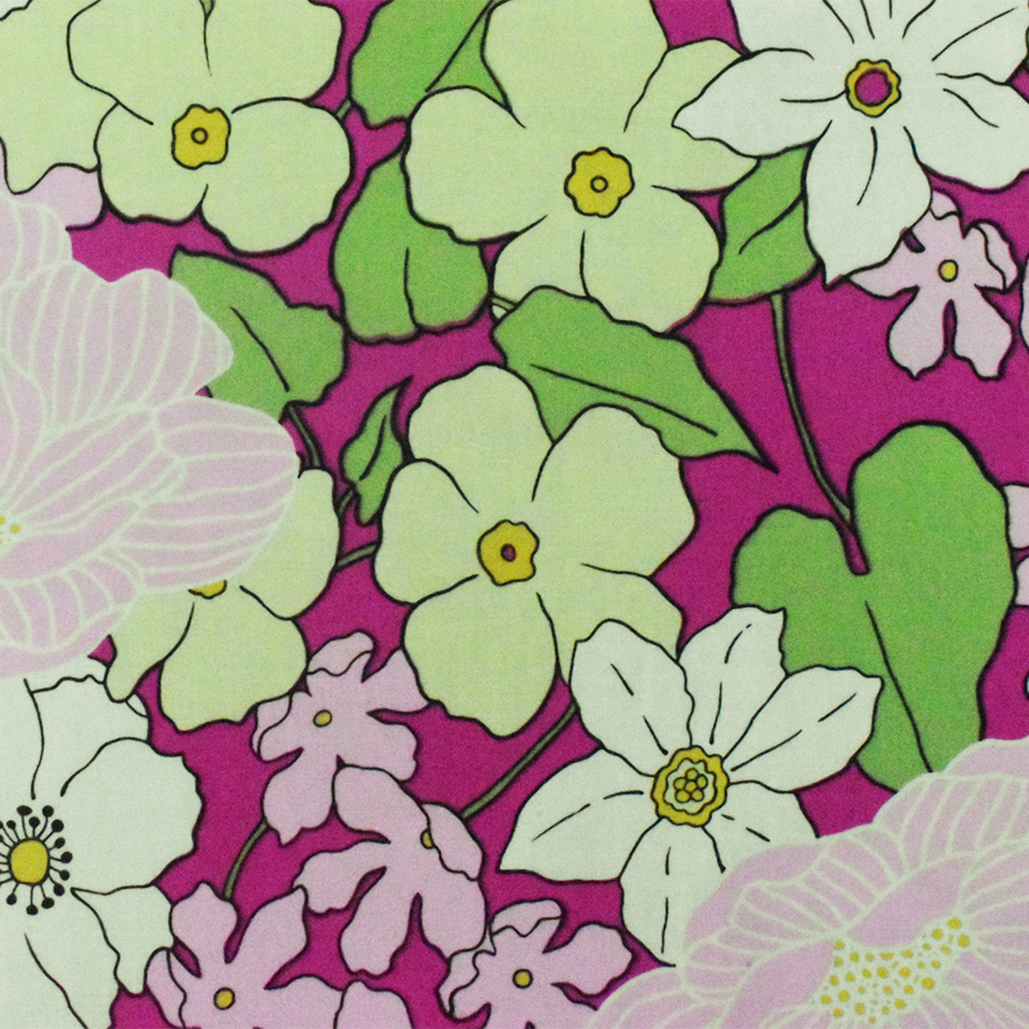 Pink-Green-Multi Floral Printed Stretch Cotton Spandex Poplin Woven Fabric