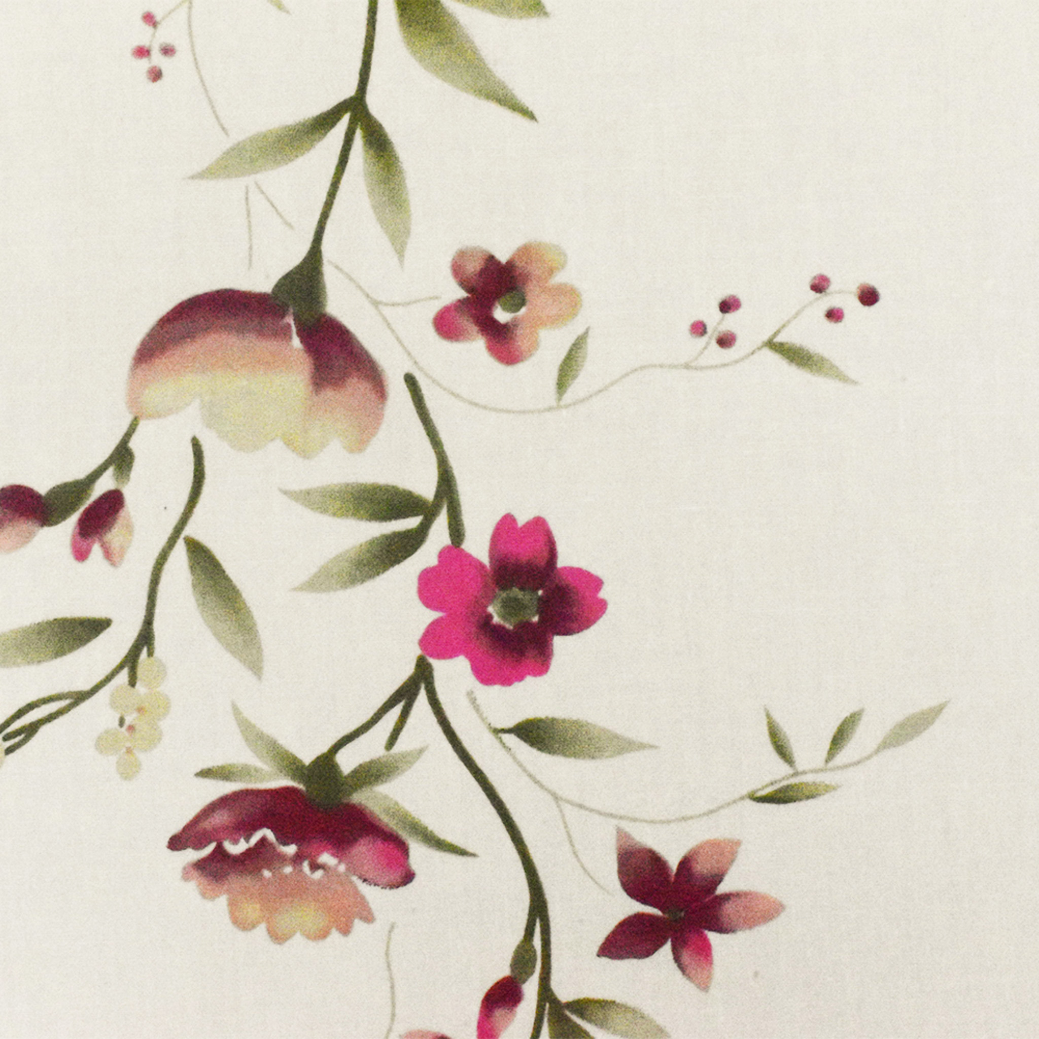 White-Pink-Multi Floral Printed Stretch Cotton Spandex Poplin Woven Fabric
