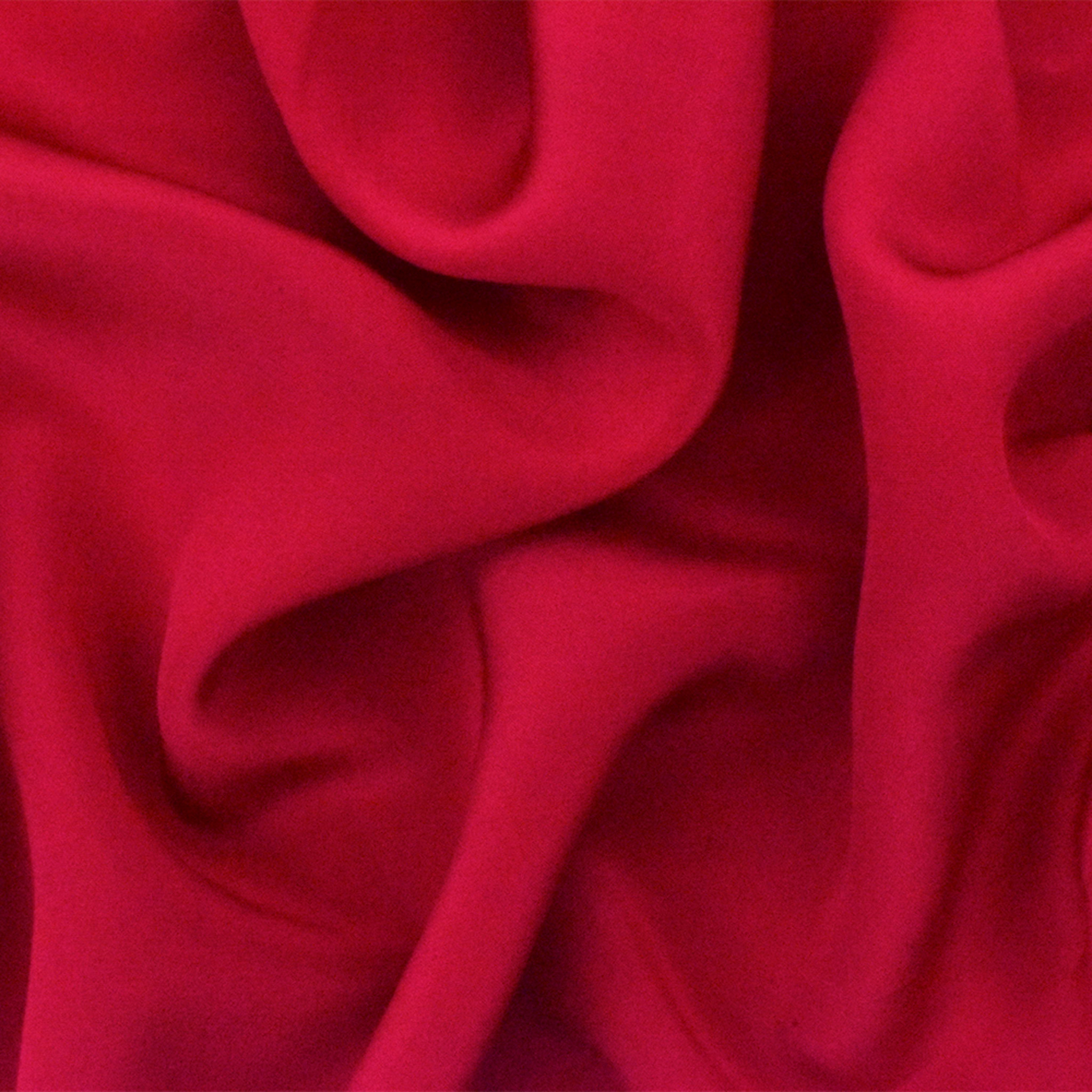 Red Famous Designer Silk Crepe De Chine Woven Fabric