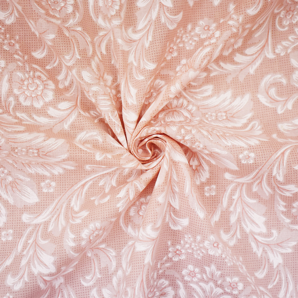 Dusty Pink-White Baroque Printed Cotton Shirting Woven Fabric